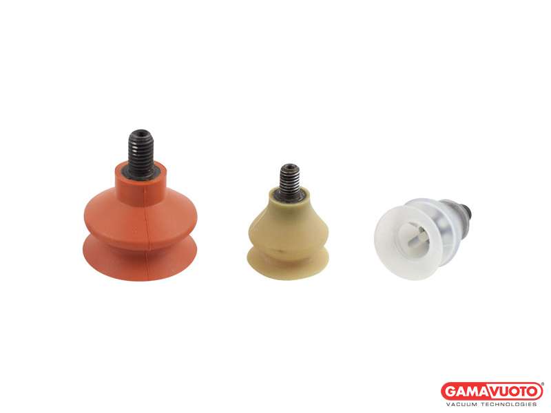 Special bellow suction caps with male vulcanized support